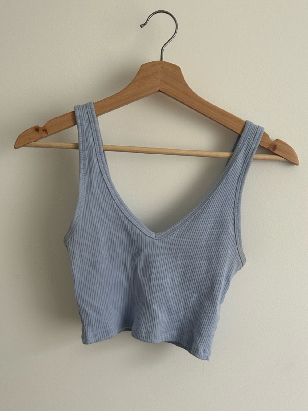 Garage Ribbed V-Neck Crop Tank - Light Blue